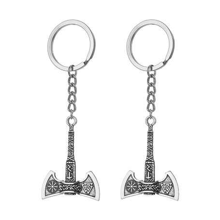 Lot de 2 porte-clés hache viking pour homme - Porte-clés vintage en forme de hache - Porte-clés créatif - Cadeaux pour les joueu