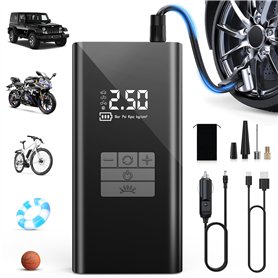 DIHOOM Compresseur à Air Portatif 45L/Min avec Batterie 6000mAh - Gonfleur Pneus Voiture Rapide, Support Banque d'Énergie, Éclai DIHOOM Compresseur à Air Portatif 45L/Min avec Batterie 6000mAh - Gonfleur Pneus Voiture Rapide