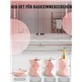 Lot de 4 accessoires de salle de bain en céramique avec porte-brosse à dents, distributeur de savon, porte-savon, gobelet à bros