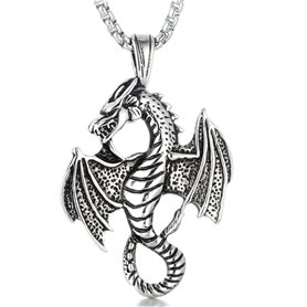 southbankstore Collier personnalisé en forme de dragon féroce avec pendentif en forme de dragon, Zinc southbankstore Collier personnalisé en forme de dragon féroce avec pendentif en forme de dragon