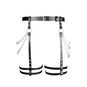 KOEMCY Punk Taille Harnais Ceinture Noir Cuir Harnais Corps, Chaîne de Taille Ceinture de Cuisse Réglable Ventre Courroie Strapp KOEMCY Punk Taille Harnais Ceinture Noir Cuir Harnais Corps