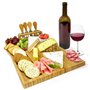 joeji's Kitchen Planche à Fromages - Bambou élégant en Bois - avec Ensemble Couteau et Fourchette - Planche à Charcuterie pour A
