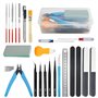 BGTXINGI Lot de 28 outils de modélisation de base pour outils de modélisme Gundam avec boîte en plastique - Pour assemblage