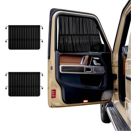 2 pièces Tissu Pare-Soleil pour bébé Pare-Soleil pour fenêtres de Voiture pour Enfants équipé de 4 ventouses 65 * 50cm Noir Semi