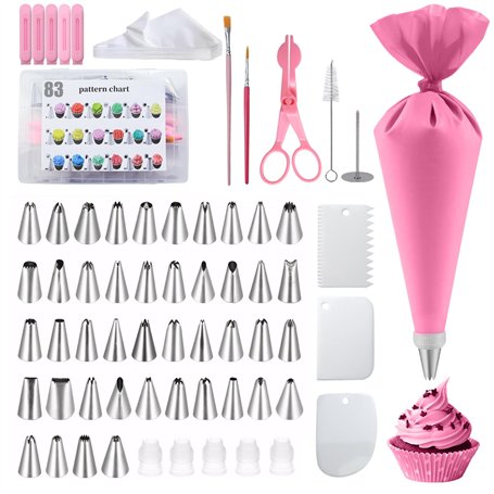 UZSUZZ Lot de 83 Poche a Douille Patisserie Poche à Douilles en Silicone Réutilisable DIY Patisserie Accessoire Kit Professionne