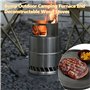 Poêle à bois de camping portable avec plaque en filet de barbecue, réchaud de camping en acier inoxydable, réchaud Hobo avec sac