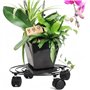 Porte Plante à roulettes, 2 Pièce Supports De Pots De Fleurs à roulettes Métal avec Roues Verrouillables pour Intérieur et Extér