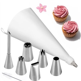 Lot de 9 Poches à Douille, Douille Patisserie, 6 Douilles différentes Pâtisserie en Acier Inoxydable, Poche à Douille Profession Lot de 9 Poches à Douille