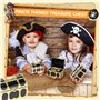 Neikafan 12 Pièces Mini Coffre Trésor Pirate Plastique,12 Pierre Precieuse Enfant et 12 d'or Pièces de Monnaie Coffre Pirate Pet
