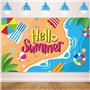Banniere Hawaii Banderole Hello Summer 110 x 180 cm Toile de Fond d'été Decoration Ete Plage pour Summer Party