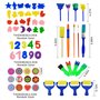 Surplex 65 Pièces Peinture éponge Lot de pinceaux, Brosses de Peinture pour Enfants Maternelle Artisanat Art DIY Peinture d'appr