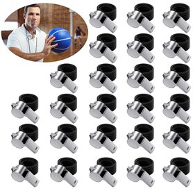Liwein 25Pcs Sifflets en Acier Inoxydable, Trainer Sifflet avec Cordon Metal Sifflet Arbitres Sifflet pour Sports Basketball Foo Liwein 25Pcs Sifflets en Acier Inoxydable