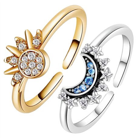 2 Pièces Bague Lune Soleil Kit