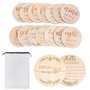 14 Pièces Ronds Panneau de Bienvenue en Bois Kit avec Cartes Etapes Bébé et Sac de Rangement