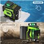 Niveau Laser Chantier Autonivelant 360° x 4, Lazer Niveaux 4D 16 Lignes Laser, Autonivellement et Mode Pulsé Extérieur, 2 x Batt
