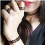 12 pièces collier élastique tour cou extensible Collier Bracelet Anneau pour femme - Noir