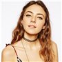 luoshaPUCY Choker Chaîne Ensemble, 12 pièces collier élastique tour cou extensible Collier Bracelet Anneau pour femme - Noir