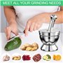 MeoZynxadril Mortier Pilon Cuisine, Mortier Pilon Acier Inoxydable, 10 CM Broyeur À Épices, Set de Pilons et Mortiers, Broyeur d