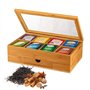 LPAMABA Boîte à Thé en Bambou avec Tiroirs 8 Compartiments Grille 8.5 * 6.8CM Boîte à Sachet de Thé Boîte à Thé Hermétique Boîte