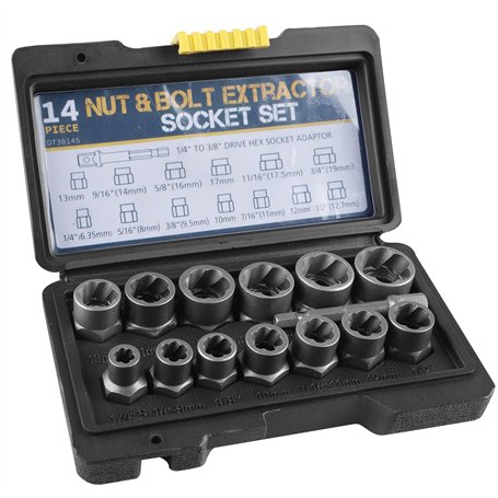 Lot de 14 extracteurs d'écrous WIYETY Jeu d'extracteurs de vis à profil hélicoïdal