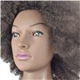 Tête d'entraînement afro de 25,4 cm - Cheveux 100% humains - Tête de mannequin pour coiffure - Pince incluse