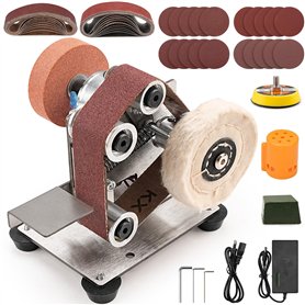 SI FANG Mini Ponceuse à Bande électrique Kit d'affûtage de Couteau, Petite Meuleuse d'établi, 7 Vitesses réglables, Pour le Trav SI FANG Mini Ponceuse à Bande électrique Kit d'affûtage de Couteau