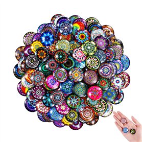 Domkan 100 Pièces 25mm Decoration Cabochon Rond, Cabochons pour Bijoux, Cabochons Verre pour Bijoux, Scrapbooking et Décoration  Domkan 100 Pièces 25mm Decoration Cabochon Rond