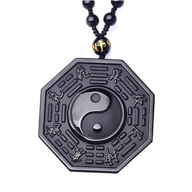 Kagodri Collier avec pendentif en obsidienne noire Yin Yang pour homme et femme - Amulette rétro Feng Shui Kagodri Collier avec pendentif en obsidienne noire Yin Yang pour homme et femme - Amulette rétro Feng Shui