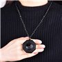Kagodri Collier avec pendentif en obsidienne noire Yin Yang pour homme et femme - Amulette rétro Feng Shui