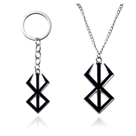 ZoCKZ Lot de 2 colliers avec pendentif symbole berserk du guerrier fou de la mythologie viking nordique - Bijoux tendance - Noir