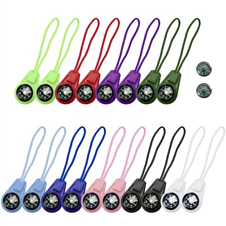 PFLYPF Lot de 18 mini boussole multicolore avec 2 boussole ronde noire pour sac à main - Outil de survie en plein air - Convient