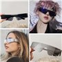TAFACE Lot de 2 Paires de Lunettes de Soleil Futuristes - Style Punk, Réfléchissantes, Sans Monture - Argentées et Noires - Avec