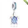 As shown in figure 2022 été Bleu en Verre de Murano Tortue de mer balancent Perle 925 Argent Bricolage Convient pour Original Pa