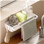 Support Porte Eponge Rangement Evier Cuisine Organisateur Sous Évier Avec Ventouse et 2 Crochets Egoutoire Vaisselle de Cuisine