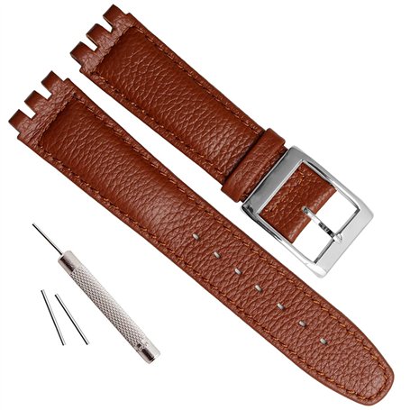 OliBoPo Bracelet de montre en cuir de vache avec boucle en acier inoxydable pour Swatch