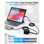 60W Cable Chargeur USBC Charge Rapide pour iPhone 16/15/15 Pro Max/15 Plus