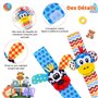 hugttt 4 Pcs Bébé Poignet et Chaussettes Hochet Jouets, Pied Finder et Poignet de Bell Strap Hochet Chaussettes Animaux Jouet Ev