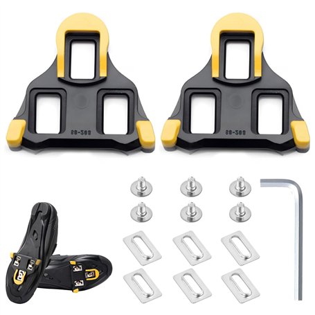 1 paire de crampons pour chaussures de vélo - Avec accessoires de montage (jaune)