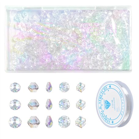 NYGGTYK Lot de 800 perles en verre transparent - Accessoires de bricolage - Pour la fabrication de bracelets