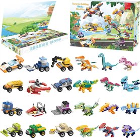 Dazhtu Calendrier de l'avent 2024 Enfant 24 pièces Blocs de Construction découverte Dinosaures et véhicules Jouets, Bloc de Cons Dazhtu Calendrier de l'avent 2024 Enfant 24 pièces Blocs de Construction découverte Dinosaures et véhicules Jouets