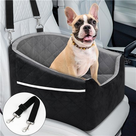 Mozvvco Siège Auto pour Chien Petite Taille - Panier Voiture Doux et Court en Peluche - Coussin Épais