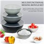 Mozvvco Lot de 6 Bols Mélangeurs, Ensemble de Saladiers en Plastique avec Couvercle, Bols à Mélanger de 0,25-5,25 L, Empilables 