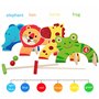 jacootoys Jeu de Croquet Animaux en Bois Jouets de Golf avec 2 Balles de Jeu éducatif Cadeau pour Enfants Filles Garçons