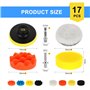 Kit de Polissage Voiture 80mm (17 Pièces) - Pad et Disque avec Adaptateur M10 pour Perceuse - Tampons de Polissage et Cire de La