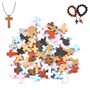 CHENNAN 50 Pcs Pendentif Croix En Bois Minni Croix en bois crucifix Croix Breloques Croix Bois Perles DIY Mini Croix Charmes Cro