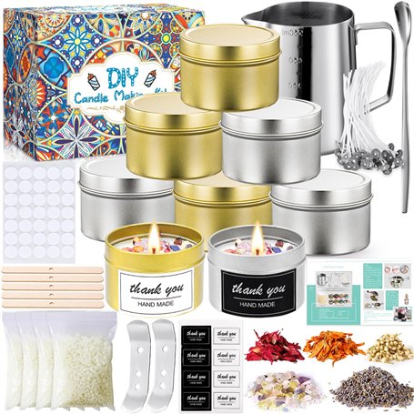 Frasheng Kit de fabrication de bougies avec cire de soja et accessoires