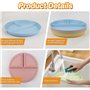 Lot de 5 Assiette Compartiment Adulte Enfant, Assiettes Divisées, Assiette Reequilibrage Alimentaire Adulte, Assiette Plastique