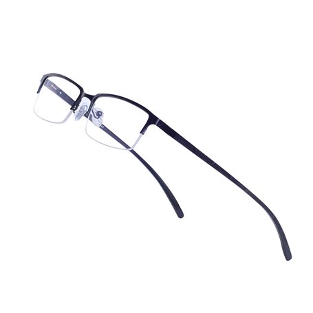 JoXiGo Lunettes Anti Lumière Bleue Homme Rectangulaire Demi-Cadre Montures de Lunettes de Vue Métalliques Frame Lens Transparent