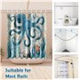 180x200CM Rideau de Douche Polyester Anti Moisissure Lavable Imperméable Tissu Motif de pieuvre, Rideaux de Douche avec 12 Croch