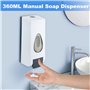 360ml Distributeur de Savon Manuel, Mural Simple tête Distributeur de Savon Liquide, Distributeur de Shampooing, Gel Douche de S